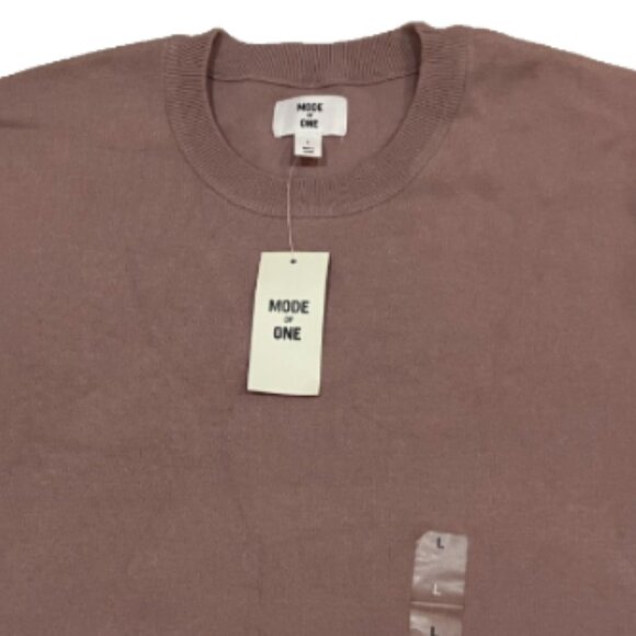 Mode of One Boxy Men's Regular Fit Crewneck Sweater Pale Elderberry Size L - Picture 6 of 8